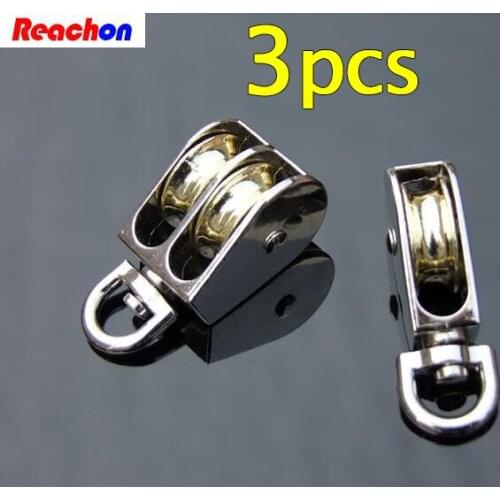 3PCS Small Metal Fixed Pulley Moving Pulley Hanging Wheel Single/Double Pulley Spare Parts For DIY Toys Model 43/58/86mm