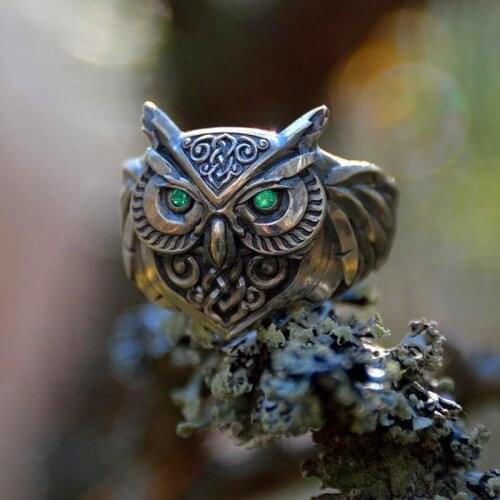 3D Owl Ring Animal Rings for Women Retro Witch Magic Punk HipHop Ring Halloween Decoration Jewelry Funny Personality