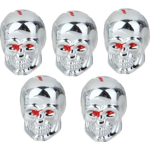 5x Red Eyes Evil Skull Tyre Tire Air Valve Stem Dust Caps Car Bike Truck