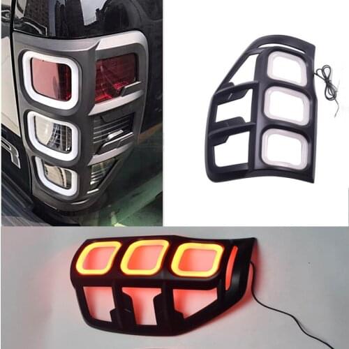 Ranger accessories ABS Matte Black LED Tail Light Covers Trim Fit For T6 T7 T8 xlt 2012- 2020 car styling rear lamp cover