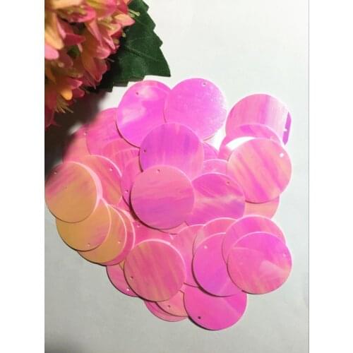 50g Large Round Sequins 30mm PVC Flat Paillettes Crafts Wedding Decoration 1 Side Hole Pink AB