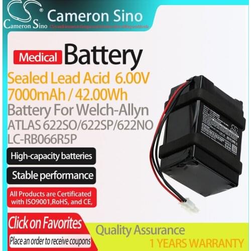 CameronSino Battery for Welch-Allyn ATLAS 622SO/622SP/622NO fits LC-RB066R5P Medical Replacement battery 7000mAh/42.00Wh 6.00V