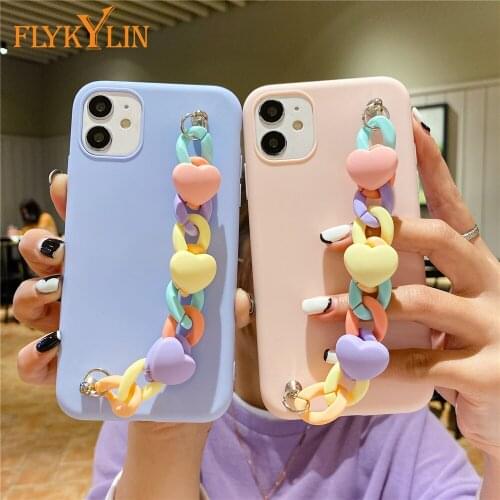 Bracelet Chain Phone Case on For Xiaomi Mi X3 NFC M3 Cases Silicone Cover For Coque Xiaomi Mi A1/5X A2/6X With Wrist Strap Shell