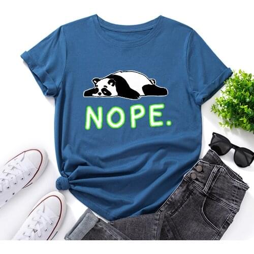 Funny Nope Not Today Lazy Panda Graphic Tee Shirt for Women Cute Panda Bear T-Shirt Summer Animal Lover Cotton Short Sleeve Tops