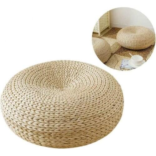 Hot Sale Floor Pillow Eco-Friendly Round Straw Cushion Hand Woven Tatami Floor Mat Yoga Tea Ceremony Meditation Pad Dropshipping