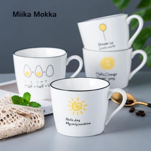 Creative Hand Painted Coffee Mug Ceramic Coffee Cups Tea Milk Cups Cartoon Cut Cat Coffee Cup Sun Ballon Water Cup