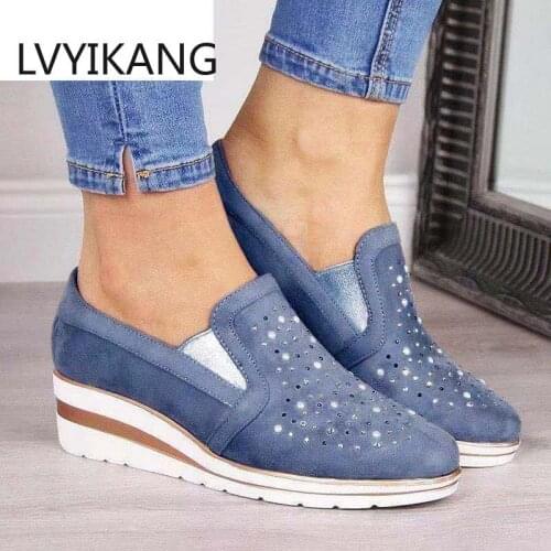 Autumn Women Flat Bling Sneakers Casual Vulcanized Shoes Female Lace Up Ladies Platform Comfort Crystal Loafers Fashion Shoes