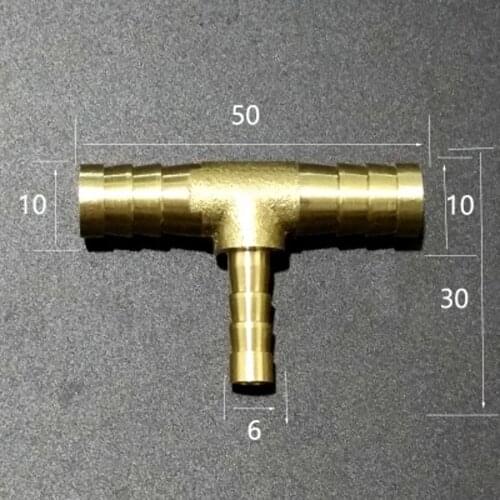 Brass Hose Barb Reducer Fitting Tee 3 Way Splitter 10-6-10mm Water Gas
