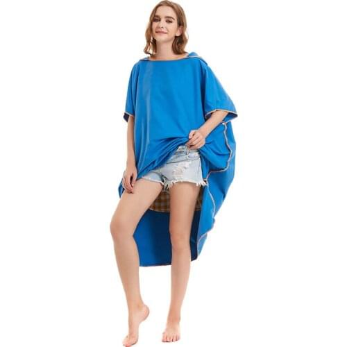 Soft Solid Color Micrifiber Bathrobes Absorbable Bath Towel with Cloak Dressing Gown for Swimming Yoga Beach Fitness