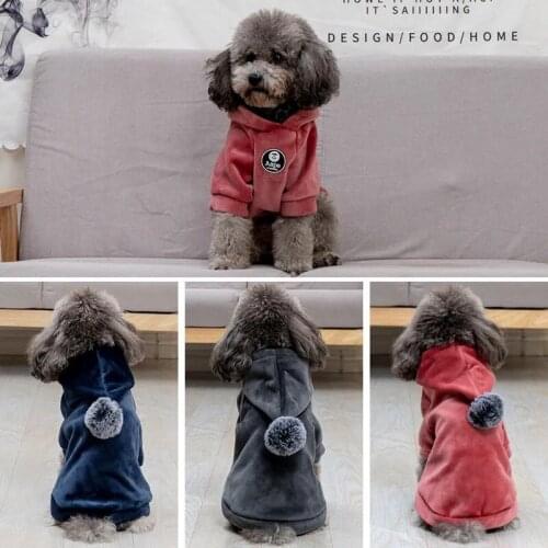 Soft Fleece Dog Jacket Winter Pet Sweater Dog Cat Winter Dog Sweatshirt Chihuahua Dog Hooded Fur Ball Jacket Warm Puppy Clothes