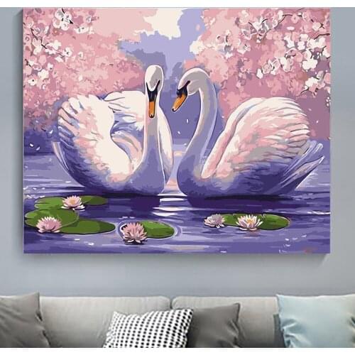 Diy Oliever Boom Kits Canvas WoondecoratieDiy Frame Paint ByNumber Vos Gift Home Decor Handgeschilderd Wall Art 40X50cm Animal