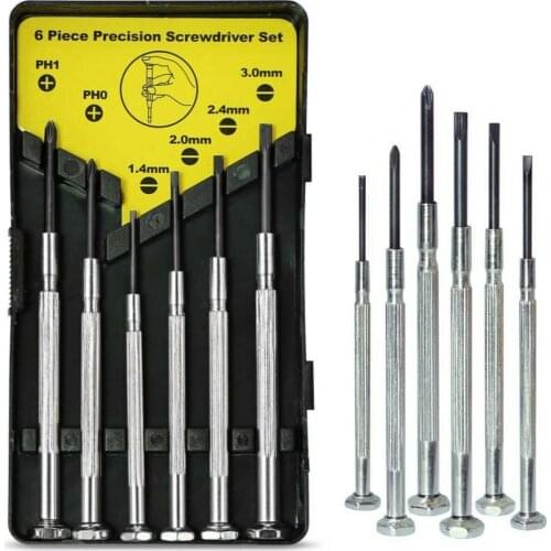 6Pcs Screwdriver Set Thin Anti-corrosion Chrome Vanadium Steel Premium Black Mini Screwdrivers for Glasses Repair Hand Tools