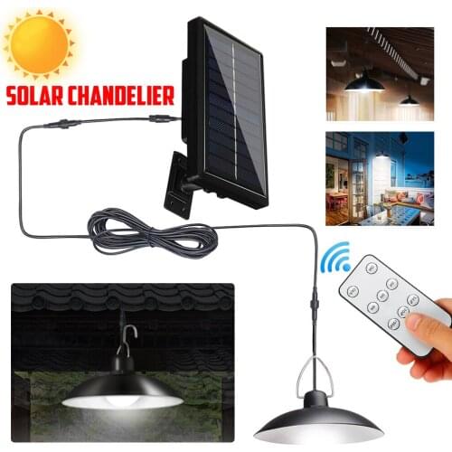 IP65 Solar Light With Remote Control Panel Shed Hanging Nightlight Chandelier Outdoor Solar Wall Lamp For Courtyard, Garden