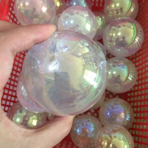 Natural crytal sphere Titanium Coating Angel Aura Electroplating Quartz Crystal Ball