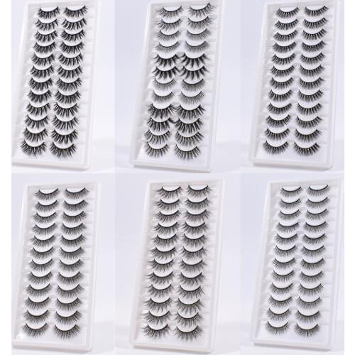 12/20/30Pairs Natural Long 3D Mink Lashes HandMade False Eyelashes Dramatic Faux Cils Eyelash Extension Makeup Tools Maquiagem