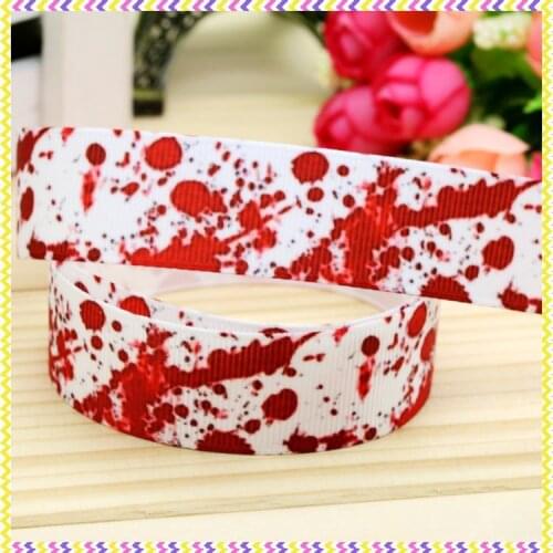 New 7/8'' Free shipping blood spatter printed grosgrain ribbon hair bow headwear party decoration wholesale OEM 22mm H4005