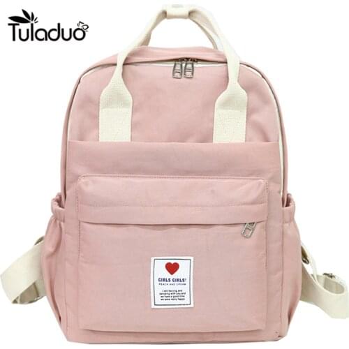 New Korean Canvas Backpack Have Two Size Women Preppy Style School Bag For Student Casual Children Daypack Ladies Beautiful Bags
