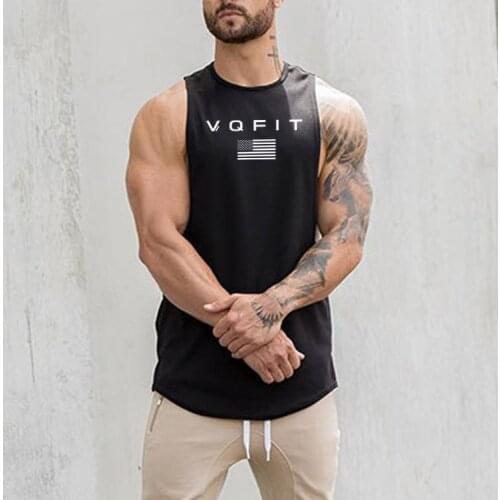 NEW Summer Gym Vest Men Sport Bodybuilding Stringer Tank Top Cotton Training Running Sleeveless T Shirt Fitness Tanktop