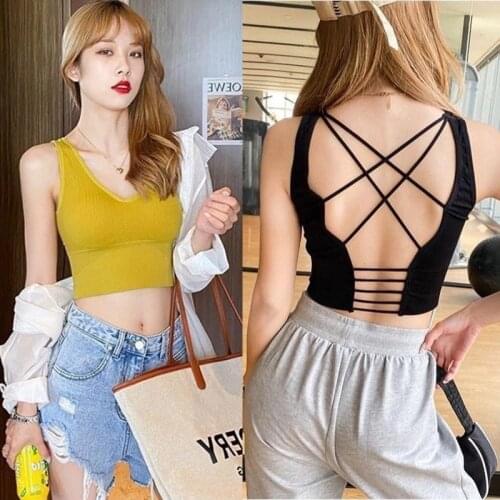 New Sexy Cross Spanning Beauty Back Wrapped Chest Ladies Sports Yoga Without Steel Ring Tube Top Vest Lingerie