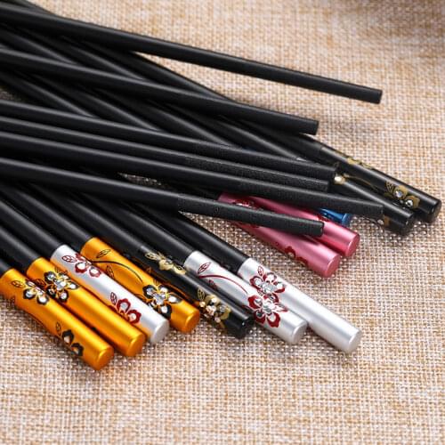Alloy chopsticks Stainless Steel Tableware Colorful Length 24.5cm Reusable Chopsticks Dishware Antiskid Household Metal Chinese