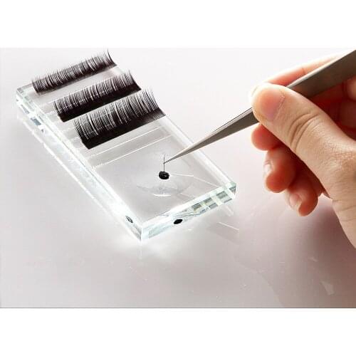 Professional Glass Eyelash Extensions Length Separator Tool Adhesive Glue Holder Pallet 2-In-1