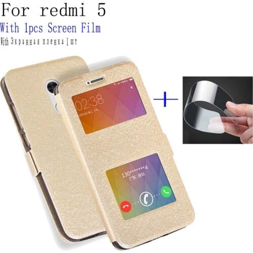 Luxury View window phone case For Xiaomi redmi 5 cover Skin Flip case PU Leather Case For Xiaomi redmi5 back cover shell capas