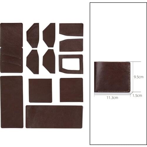 DIY Material Bags Self-made Mens Short Wallet Cowhide Leather Fabric Cutting Pattern DIY Making Material and Sewing Tools