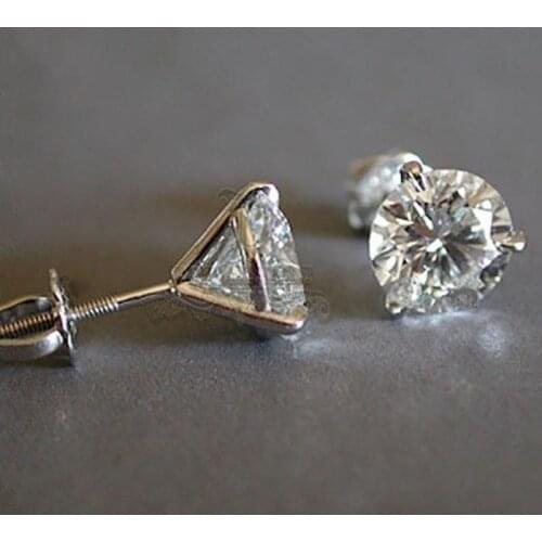 Luxury Female Crystal Zircon Stone Earrings Fashion Silver Colors Wedding Jewelry Stud Earrings For Women