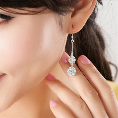 Retro Crystal Earring For Women Ball Earrings Long Section Of Female Models Cute New Earrings Fashion Wild Super Flash Jewelry