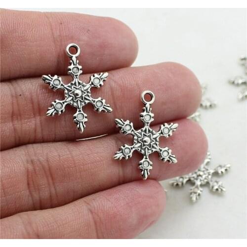 Sweet Bell 60pcs 17*23mm Antique Christmas Snow charm pendants for jewelry making floating charm handmade diy 2A114