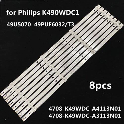 5kit LED Backlight strip 4 lamp for P hilips K490WDC1 49U5070 4708-K49WDC-A4113N01 4708-K49WDC-A3113N01 A2213N01 49PUF6032/T3