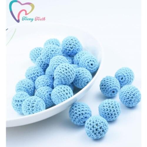 Teeny Teeth Sky Blue Baby Jewelry Accessories16-20 MM 10 PCS Can Chew Crochet Beads DIY Nursing Necklace Bracelet Crochet Beads