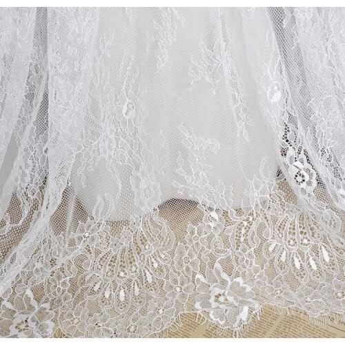 Three meter High quality white lace fabric Rose and peony flowe patchwork High grade clothing skirt accessories fabric for dress