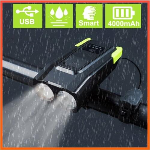 Bicycle Light With Horn USB Rechargeable 2000mAh 4000mAh Battery Real 800 lumens LED Cycling Bell Light Front Lamp for Bike