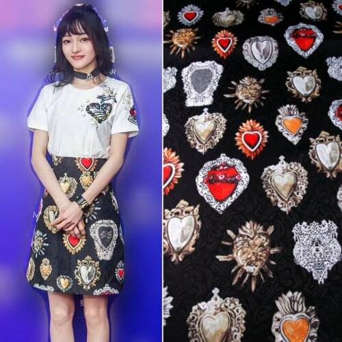 Jewelry printing fabric high grade handmade cloth DIY dress autumn and winter jacquard skirt fabric relief