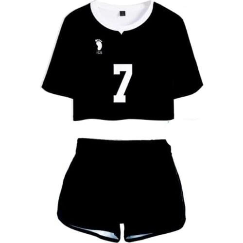 Anime Haikyuu Cosplay Costume Inarizaki High School Volleyball Club Miya Atsumu Tracksuit Women Two Piece Set Tops and Shorts