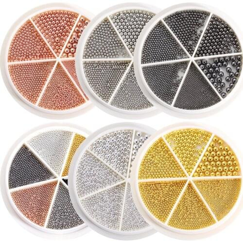 1Box Nail Art Tiny Steel Caviar Beads Mixed Size 3D Design Rose Gold Silver Nail Rhinestone DIY Jewelry Manicure Decoration Tool