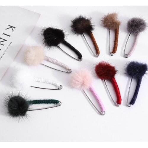 1pcs Pompom Ball Large 10 Color Safety Pins And Brooches Knitting Sweater Decoration Pins Metal Brooch Straight Pins Gifts