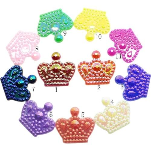 10Pcs/Lot 28*25mm Multicolour Acryl Crown Button Children Hat DIY Craft Appliques Sewing Craft Buttons Hair Bow Accessories