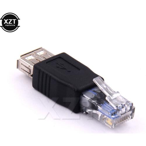 10pcs/lot Crystal Head RJ45 Male to USB 2.0 AF A Female Adapter Connector Laptop LAN Network Cable Ethernet Converter plug