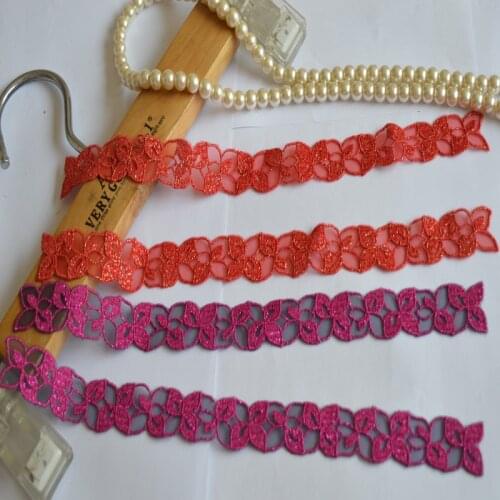 27*2cm 5pieces/lot Elongated shape 2kinds of red patches Wedding Bridal Embroidery Lace patch Sewing Lace Applique04010p