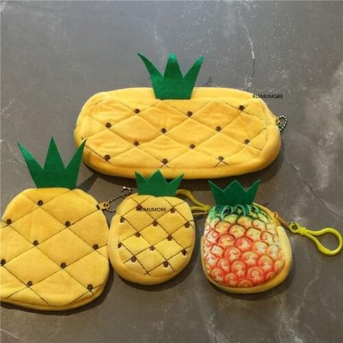 8cm 10cm and 20cm 3sizes , pineapple Plush Pouch , Plush Purse , with keychain coin bag plush purse