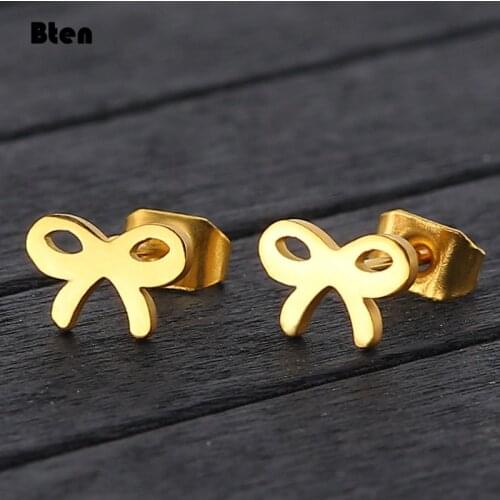 Bten High Quality Fashion bow knot Stainless Steel Stud Earrings For Women l Earrings