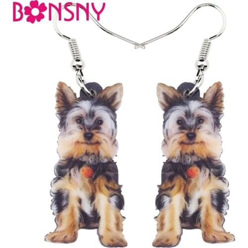 Bonsny Acrylic Happy Schnauzer Earrings Big Long Dangle Drop Animal Jewelry For Girls Women Ladies Cheap Accessories Wholesale