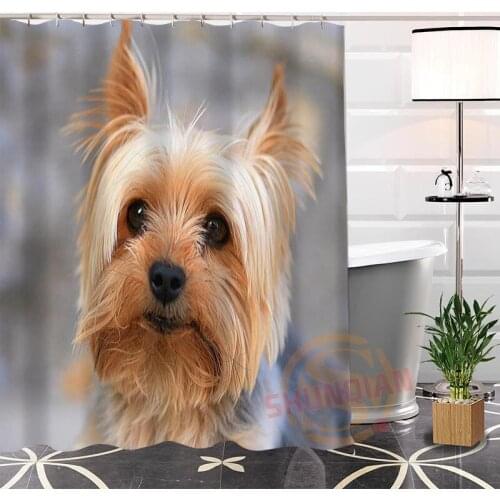 Custom Yorkshire Terrier Hot Sale Shower Curtain 100% Polyester Fabric Bath Curtain For Bathroom Waterproof With Hook Gift