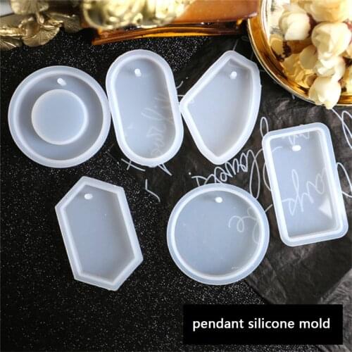 Silicone Resin Mould Jewelry Casting Molds Pendant Resin Mold with Hanging Hole for Keychain Necklace DIY Crafts Making 6 Styles