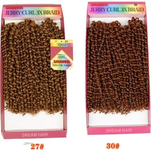 Freetress Hair 10Inch Curly Deep Wave Jerry Curl 3X Braid Crochet Braids Synthetic Braiding Hair Extension Free Shipping