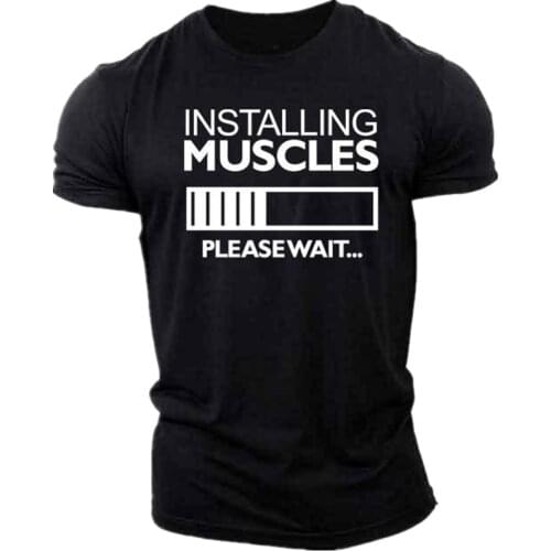 Installing Muscles Please Wait Loading Bar 3D Printing T-Shirt Unisex Unisex Clothes O-Neck Summer Short Sleeve Breathable Tops
