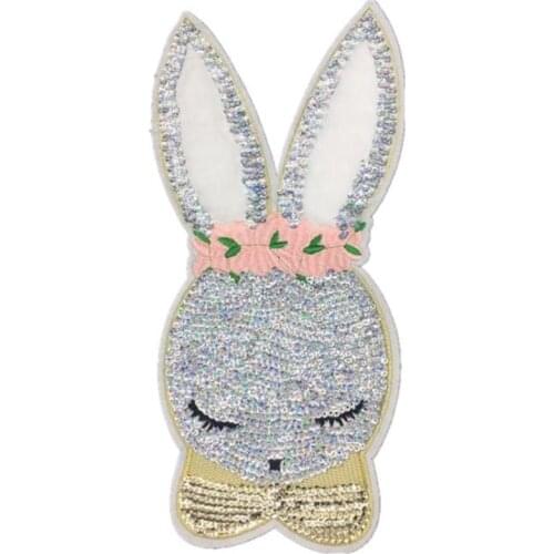 T shirt women patch sequins 320mm plush rabbit deal with it biker patches for clothing Diy stickers t shirt mens free shipping