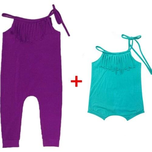 COSPOT Baby Girls Summer Long Jumpsuit Girl Boho Tassels Romper Girls Playsuit Baby Girl Clothes Solid Purple Gray 2021 New 38